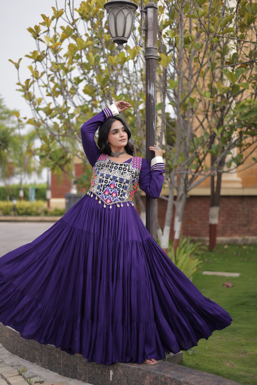 Purple Gown with Designer Blouse