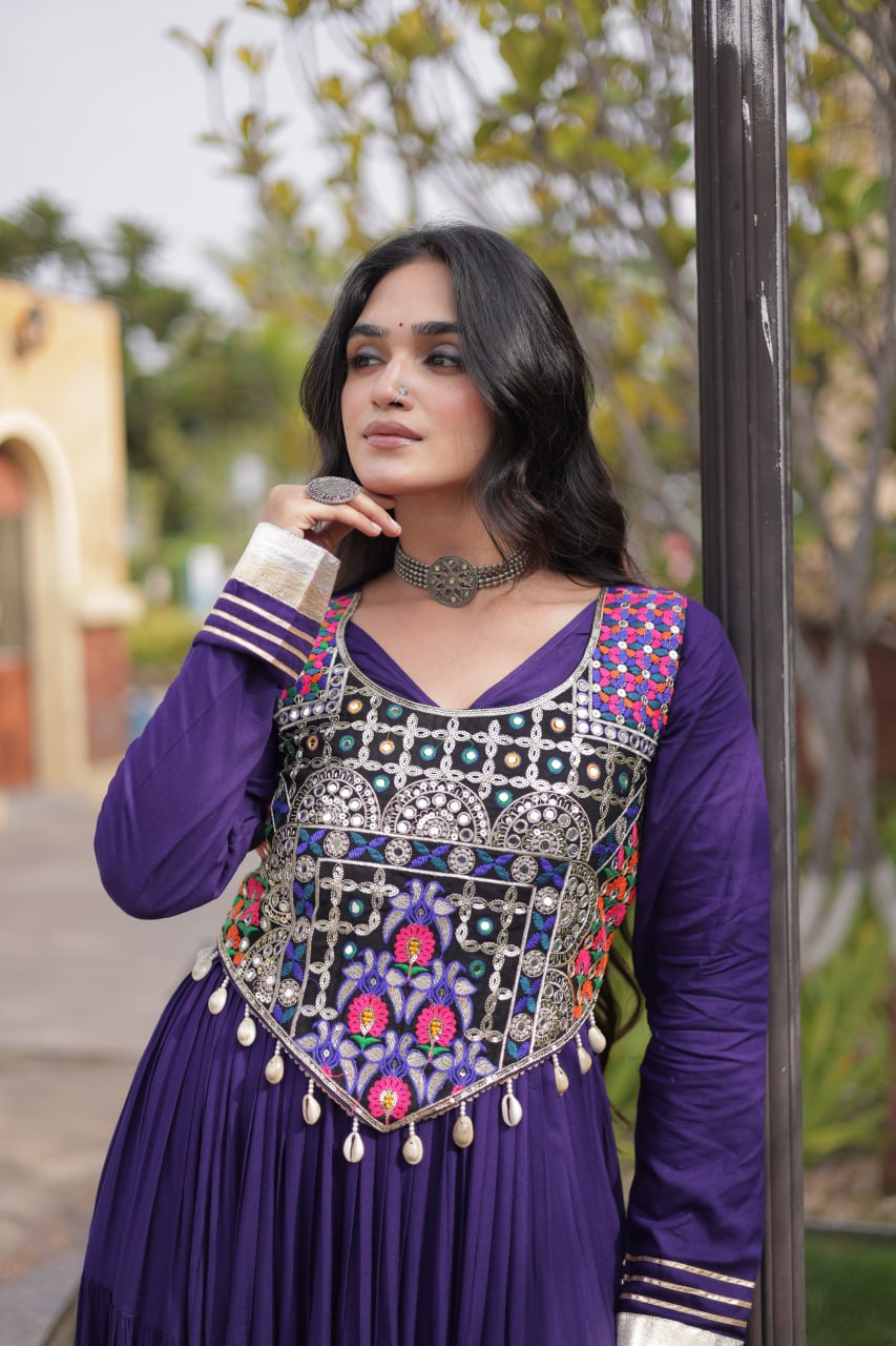 Purple Gown with Designer Blouse