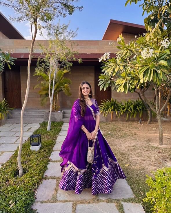 Purple Graceful Faux Georgette Semi-Stitched Lehenga Choli Set with Sequin Embroidery & Dupatta