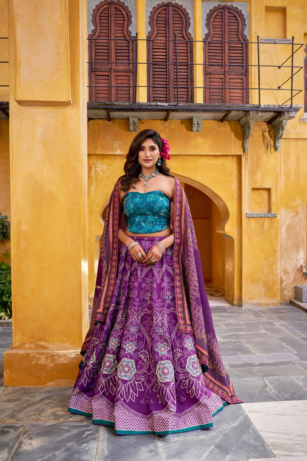 Purple Lehenga Choli with Gotta Patti Lace
