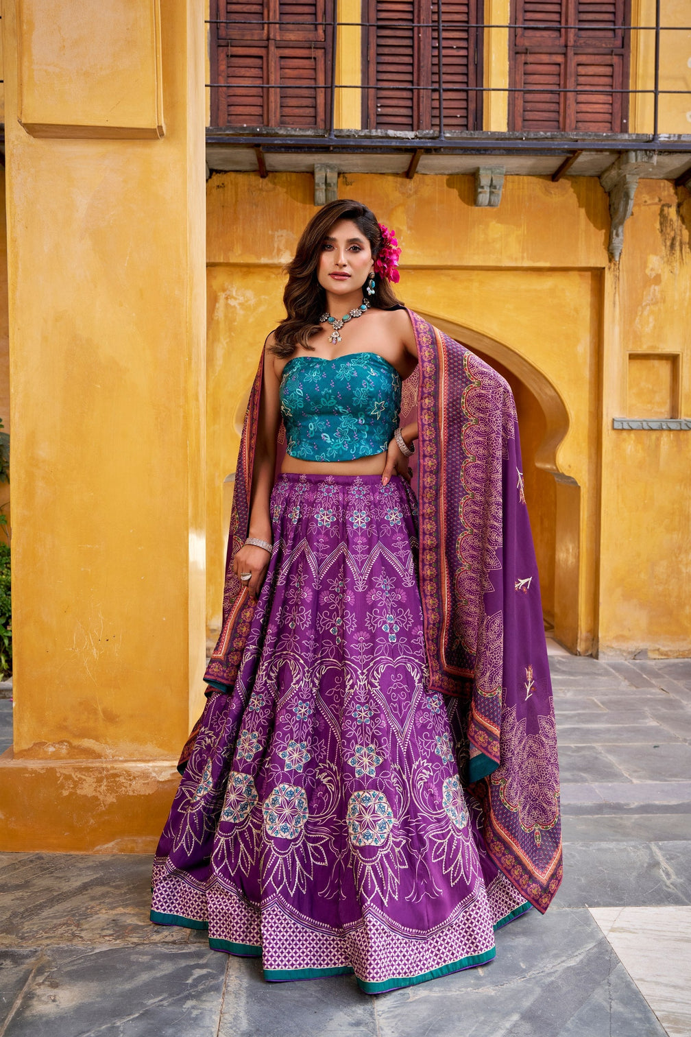 Purple Lehenga Choli with Gotta Patti Lace