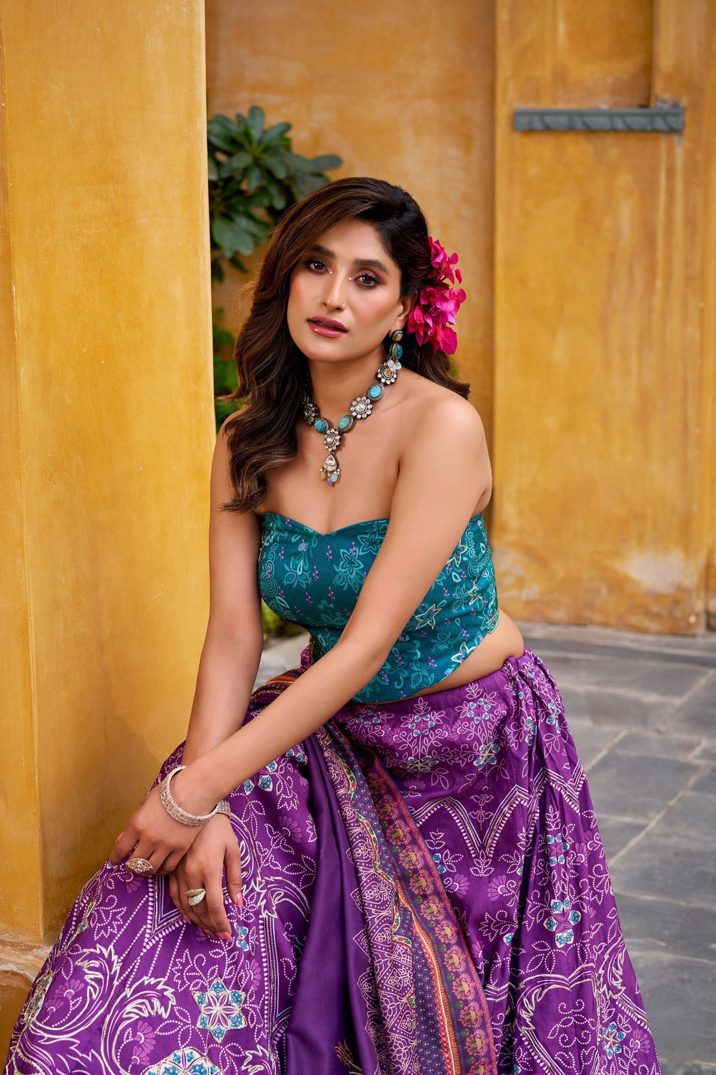 Purple Lehenga Choli with Gotta Patti Lace