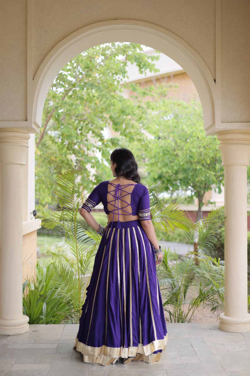 Purple Lehenga Choli with Real Mirror work