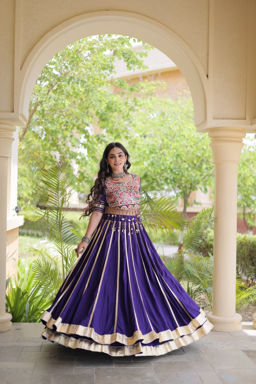 Purple Lehenga Choli with Real Mirror work