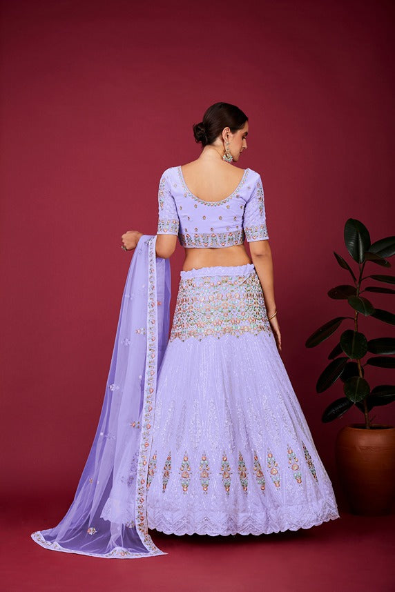 Designer Purple Lehenga Choli with Thread Work