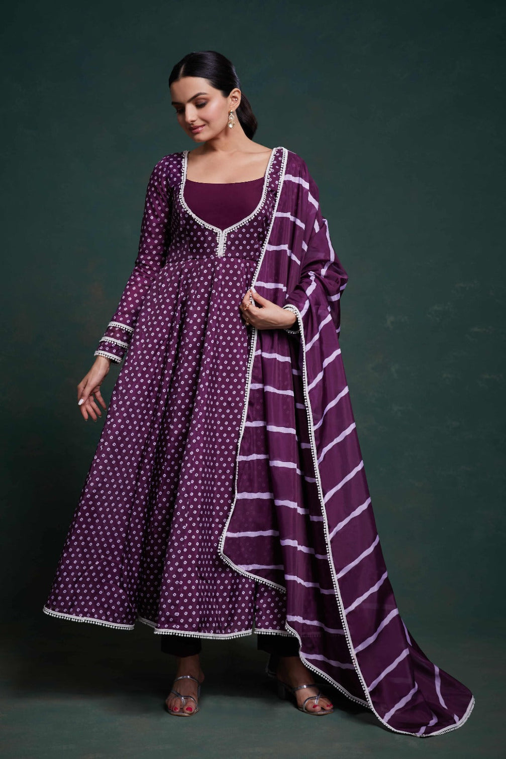 Purple Organza Dress with Charming Prints – Ready to Wear