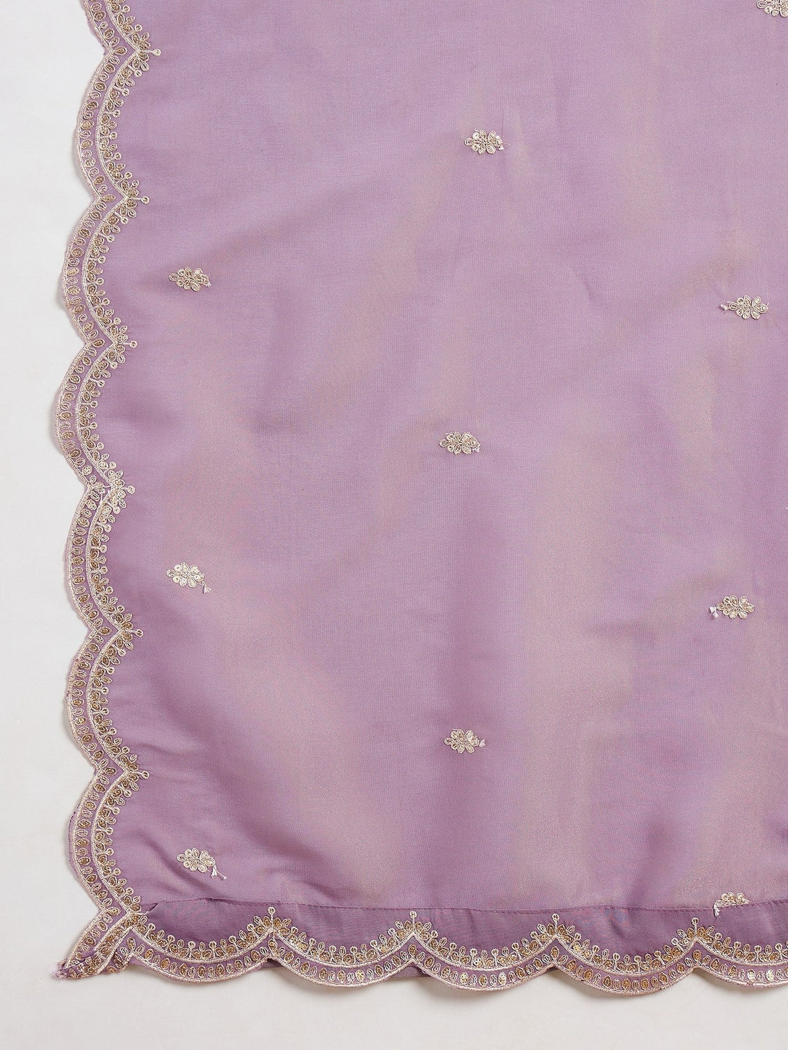 Purple Organza Embroidered Palazzo Set