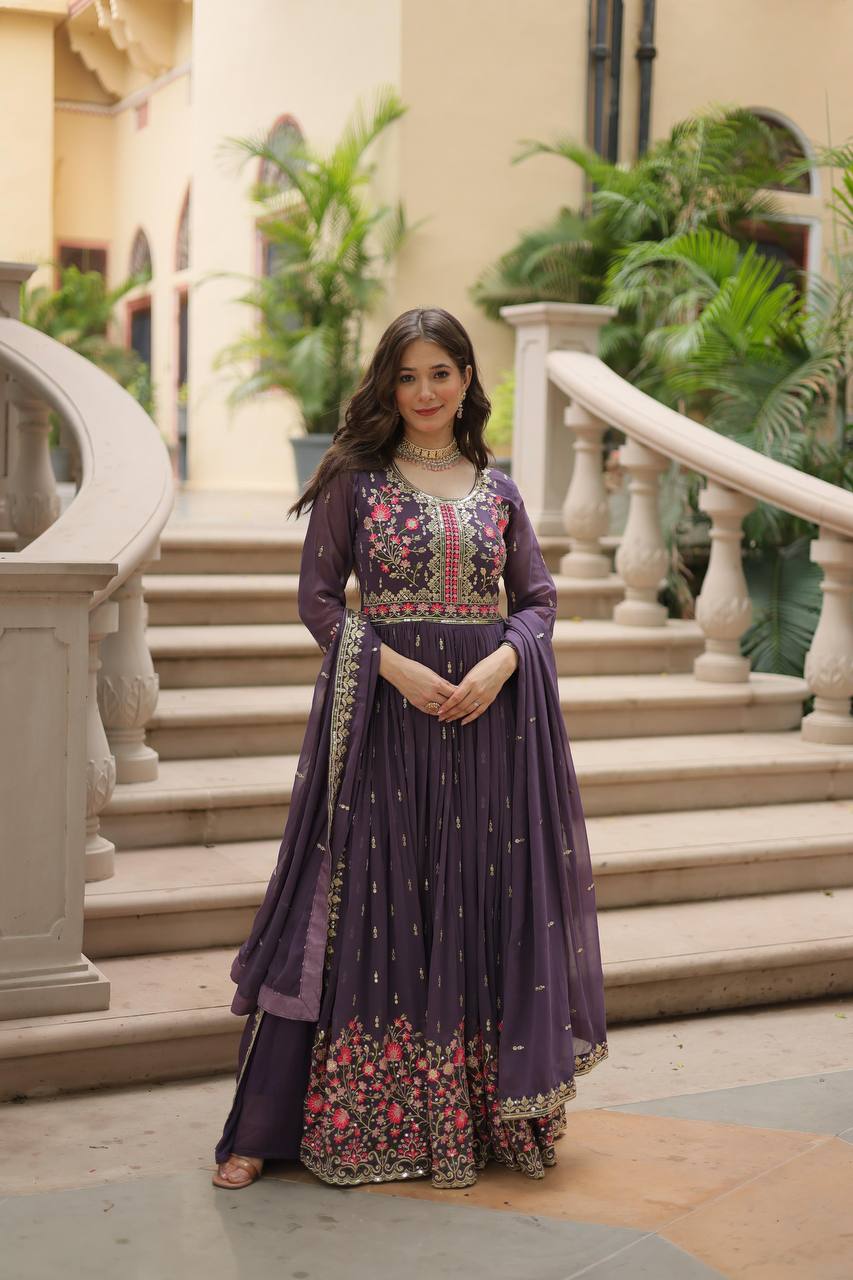 Purple Premium Designer Ready-to-Wear Top-Sharara-Dupatta Collection