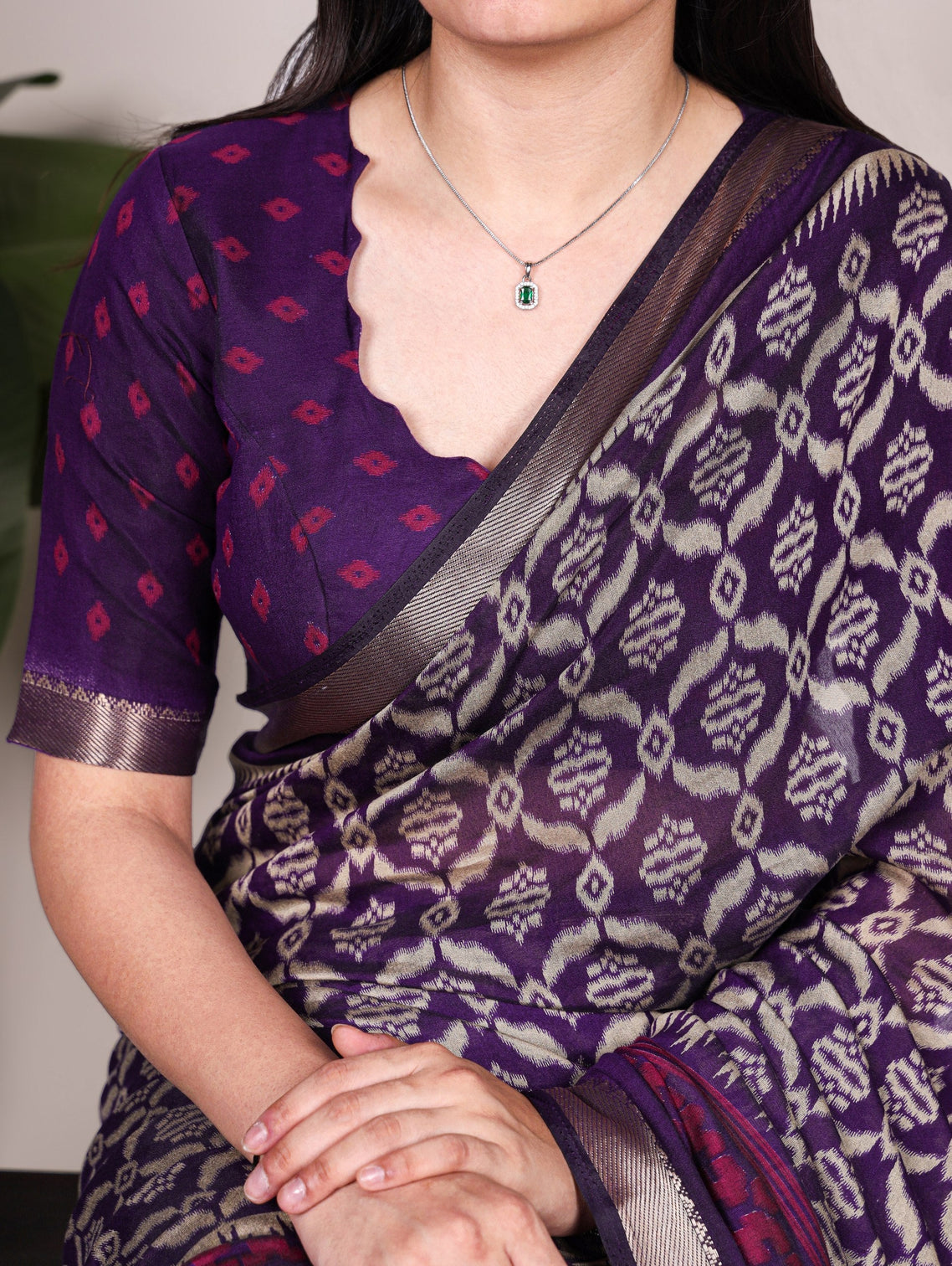 Purple Print Chanderi Saree