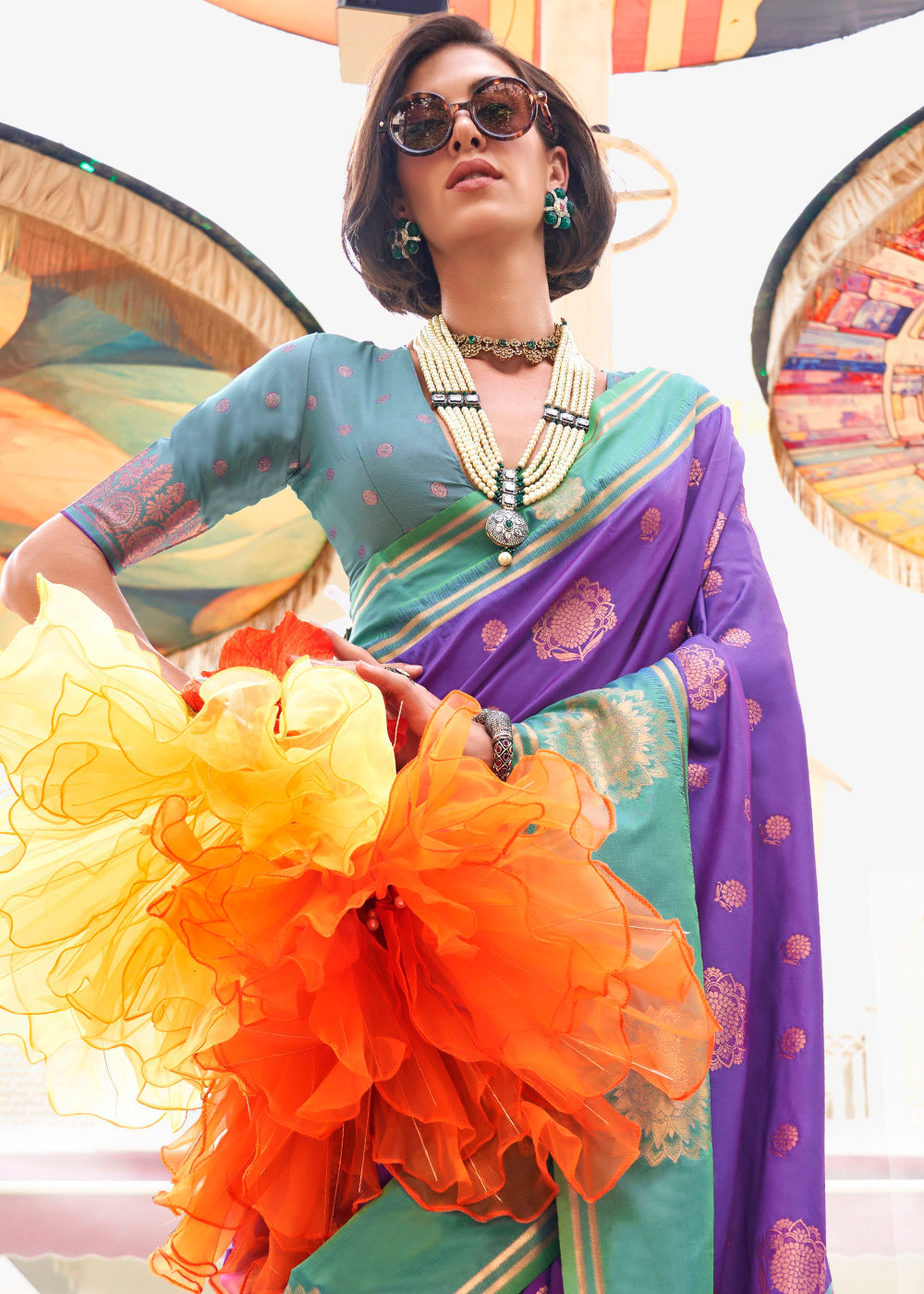 Purple Regal Banarasi Silk Saree – Vintage Elegance with Intricate Detailing