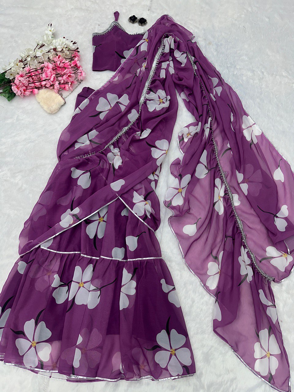 Purple Exclusive Lehenga Saree Design Modern Elegance with a Traditional Twist
