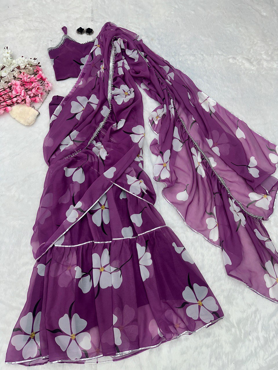 Purple Exclusive Lehenga Saree Design Modern Elegance with a Traditional Twist