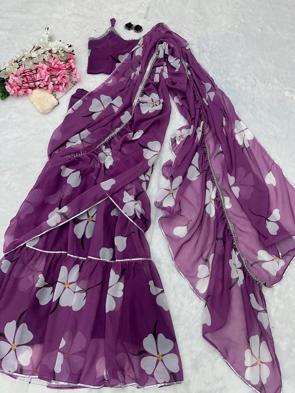 Purple Exclusive Lehenga Saree Design Modern Elegance with a Traditional Twist
