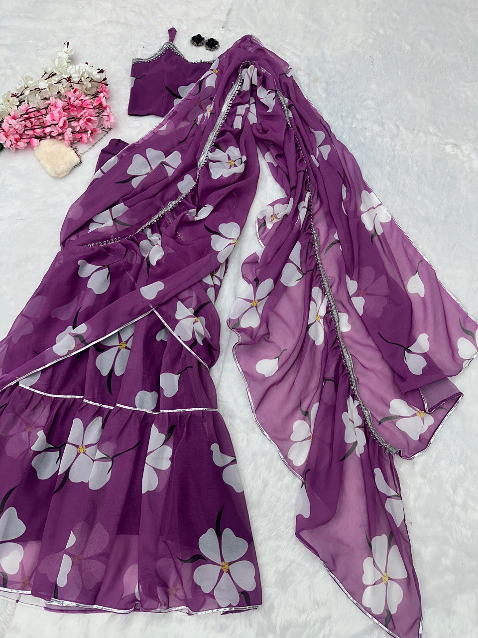 Purple Exclusive Lehenga Saree Design Modern Elegance with a Traditional Twist