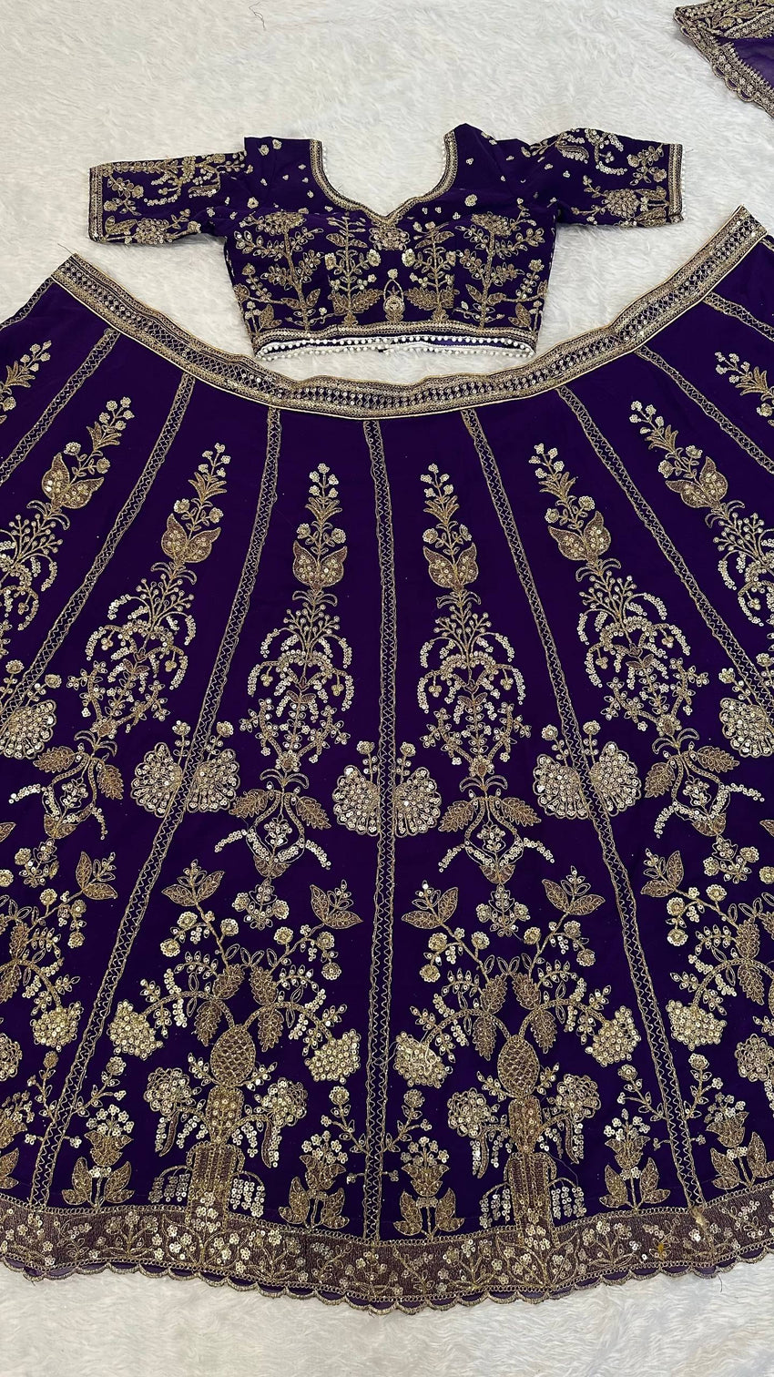 Purple Royal Luxe Sequin & Zari Lehenga Choli