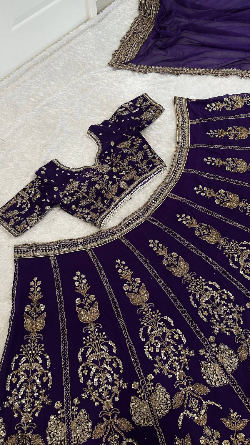 Purple Royal Luxe Sequin & Zari Lehenga Choli