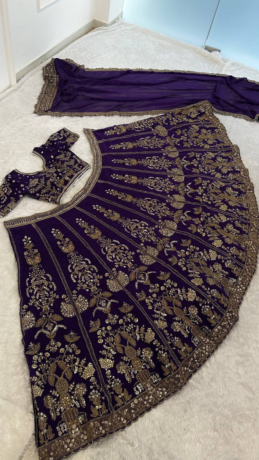 Purple Royal Luxe Sequin & Zari Lehenga Choli
