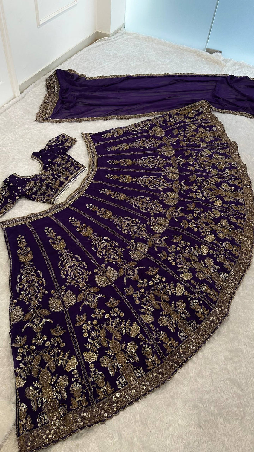 Purple Royal Luxe Sequin & Zari Lehenga Choli
