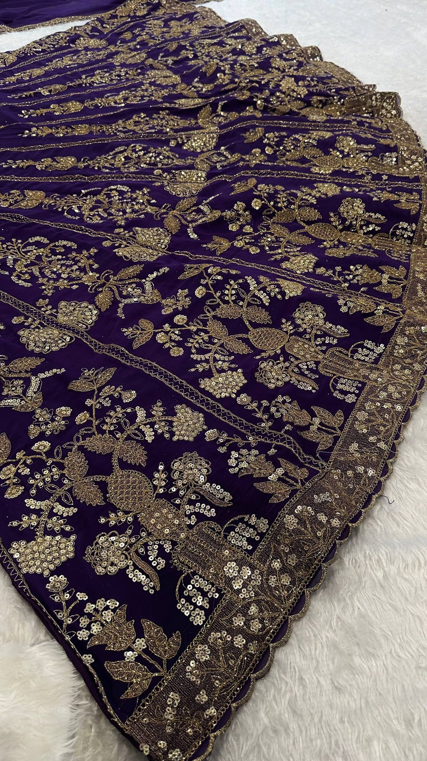 Purple Royal Luxe Sequin & Zari Lehenga Choli