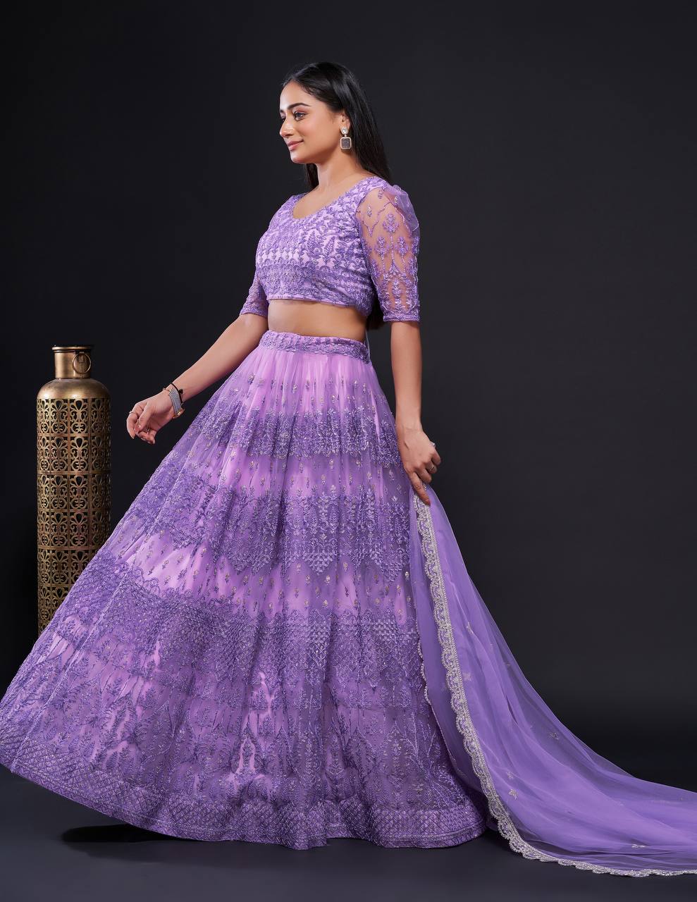 Purple Shine Bright in Lilac Stunning Shimmer Lehenga Set