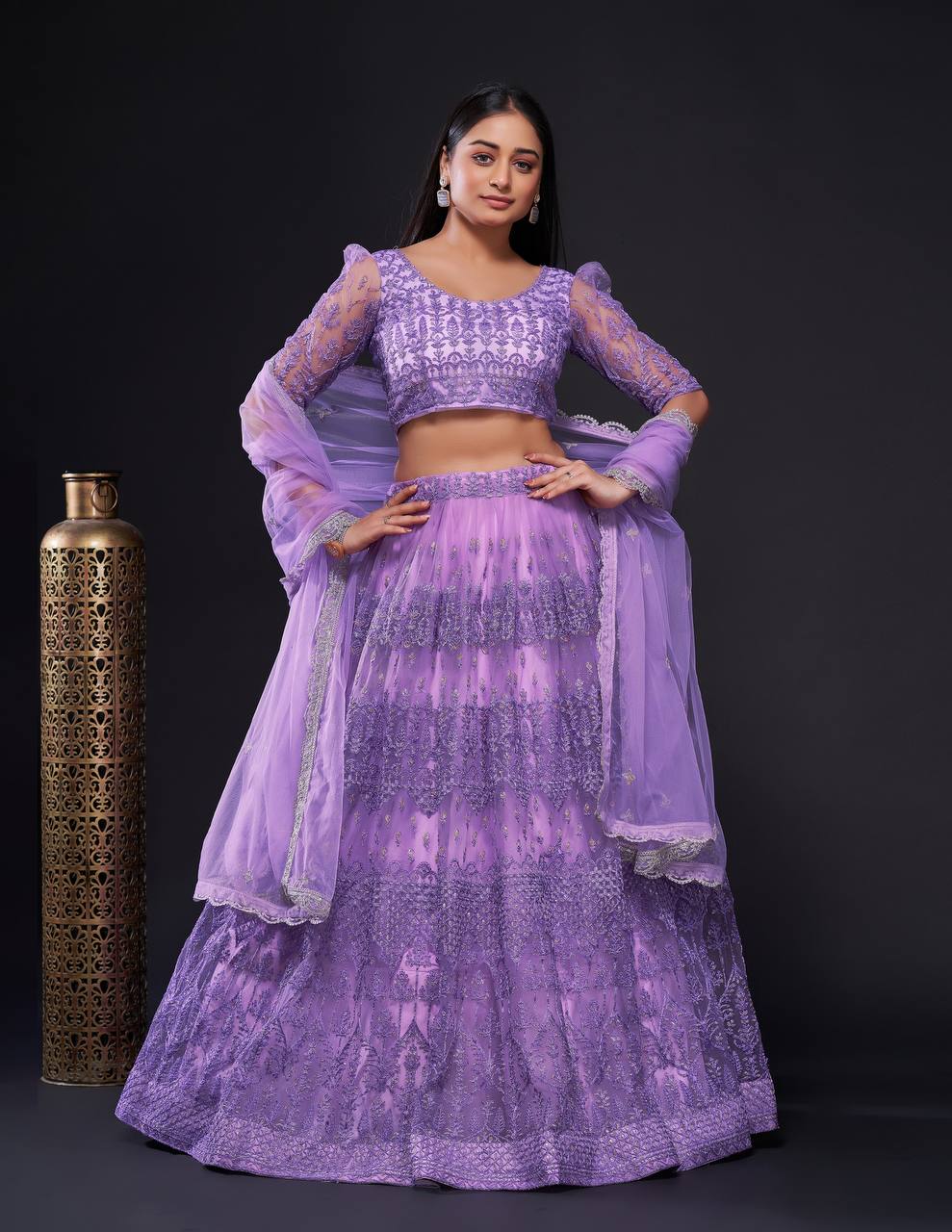 Purple Shine Bright in Lilac Stunning Shimmer Lehenga Set