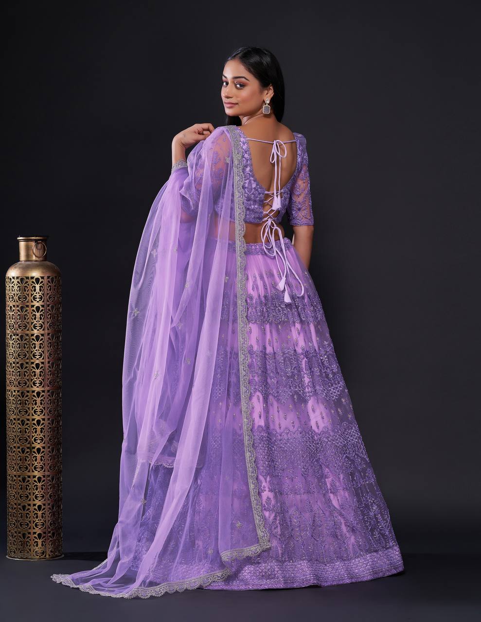 Purple Shine Bright in Lilac Stunning Shimmer Lehenga Set