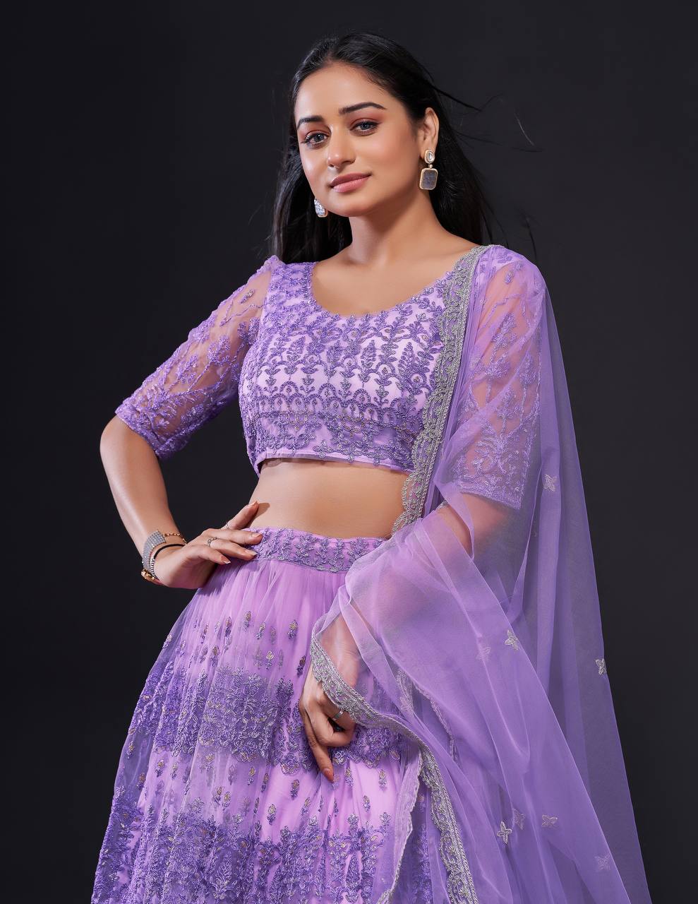 Purple Shine Bright in Lilac Stunning Shimmer Lehenga Set