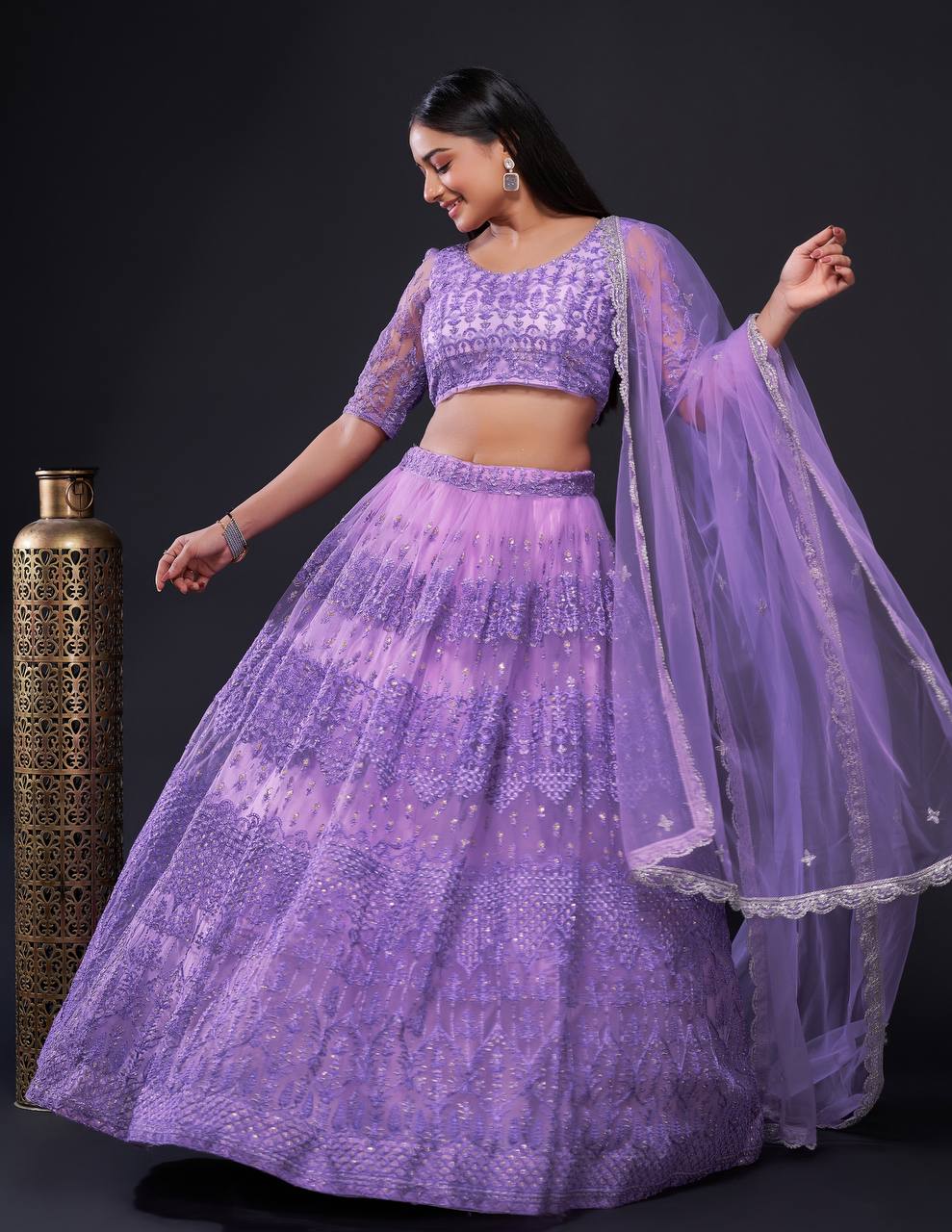 Purple Shine Bright in Lilac Stunning Shimmer Lehenga Set