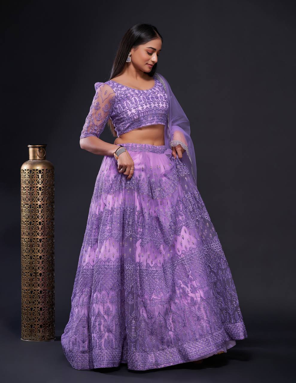 Purple Shine Bright in Lilac Stunning Shimmer Lehenga Set