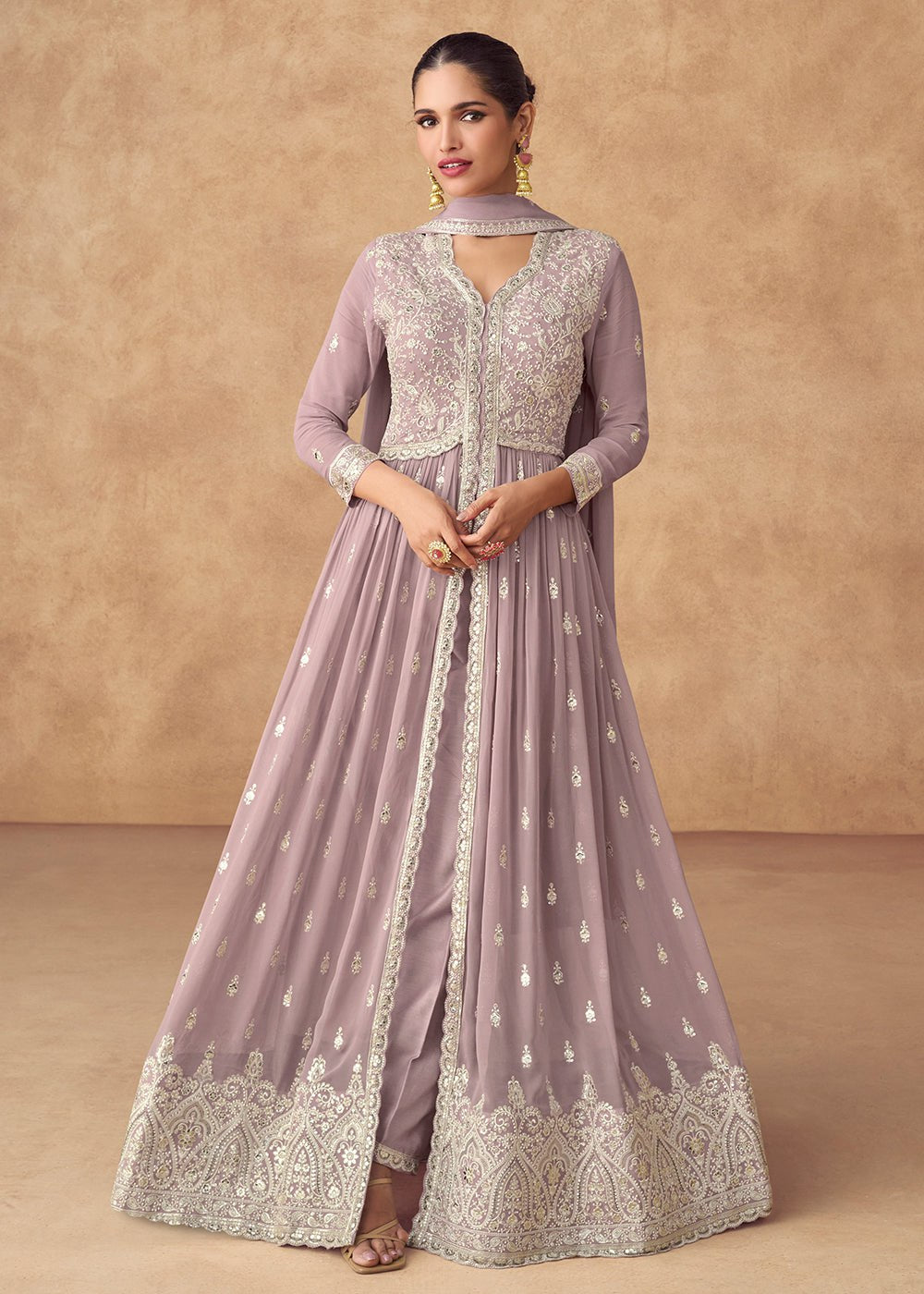 Purple Silk Ethnic Suit Set