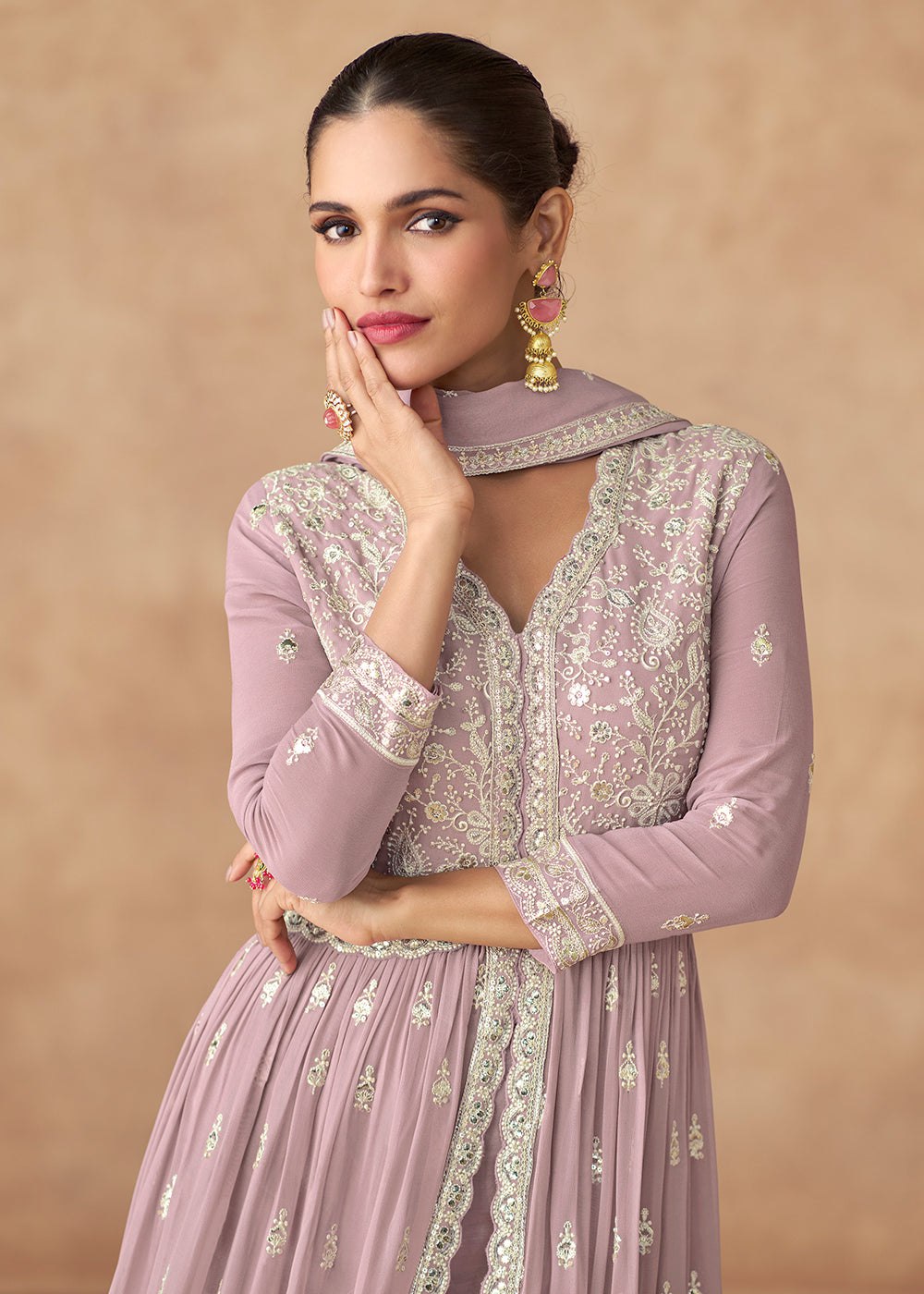 Purple Silk Ethnic Suit Set