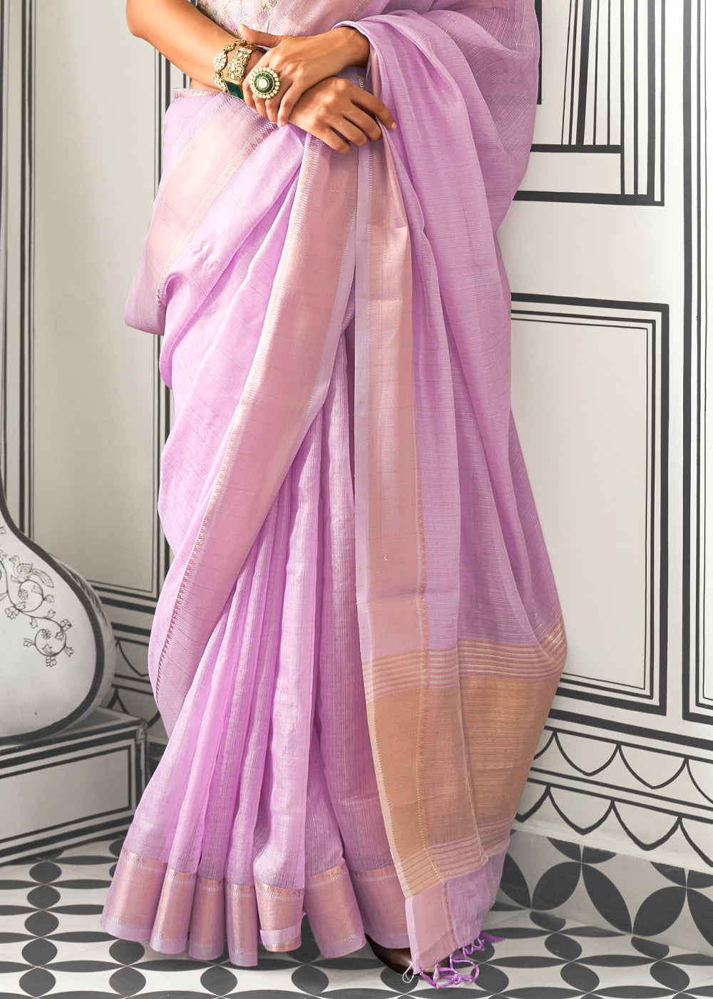 Purple Timeless Elegance Moss Chiffon Silk Saree – Grand & Bestselling Design