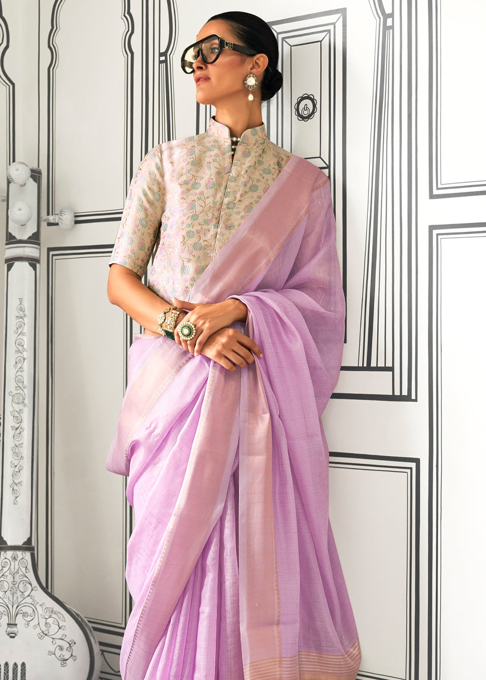 Purple Timeless Elegance Moss Chiffon Silk Saree – Grand & Bestselling Design