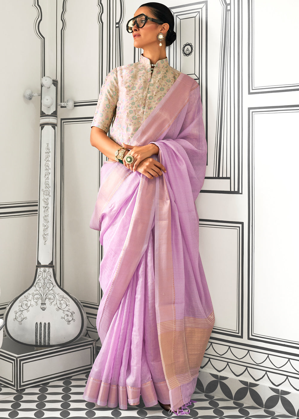 Purple Timeless Elegance Moss Chiffon Silk Saree – Grand & Bestselling Design