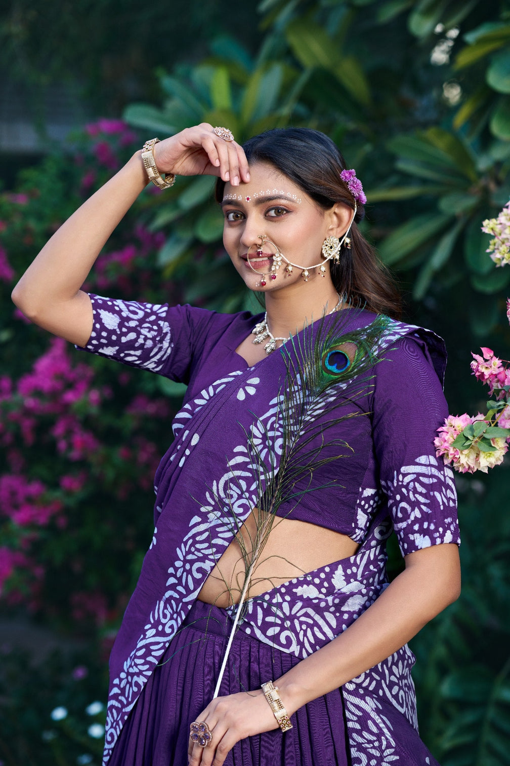 Purple Traditional Chanderi Lehenga Set