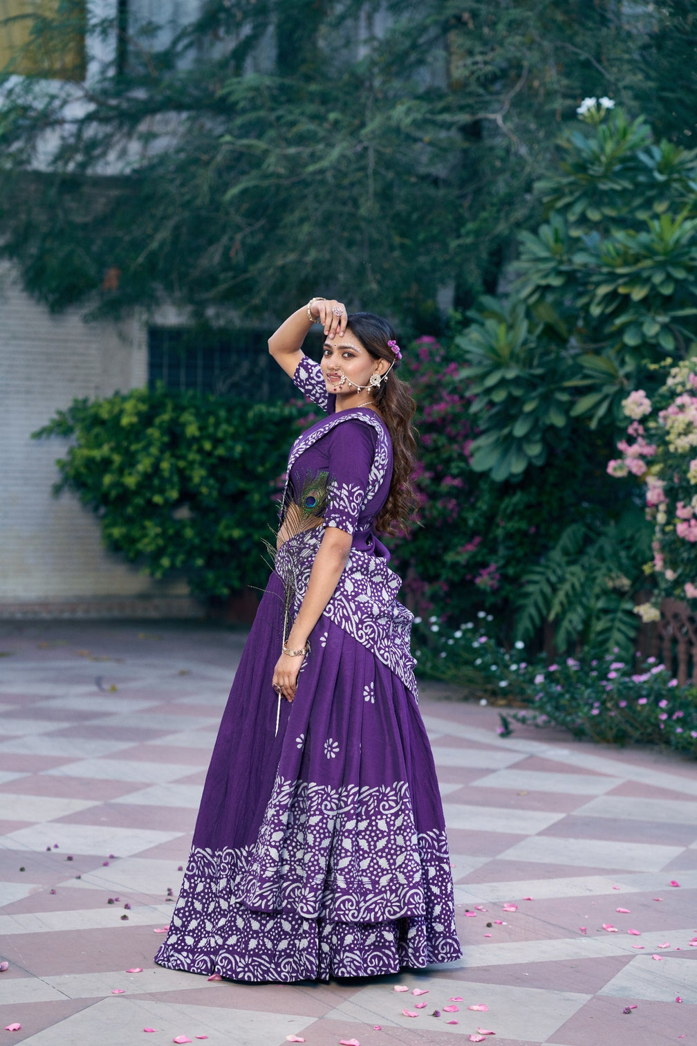 Purple Traditional Chanderi Lehenga Set