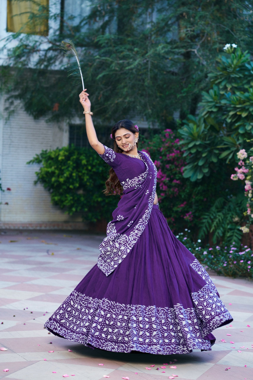 Purple Traditional Chanderi Lehenga Set