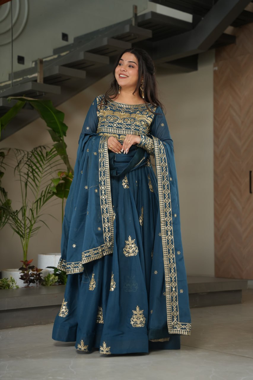 Rama Chinnon Sequins & Beads Embroidered Gown with Dupatta