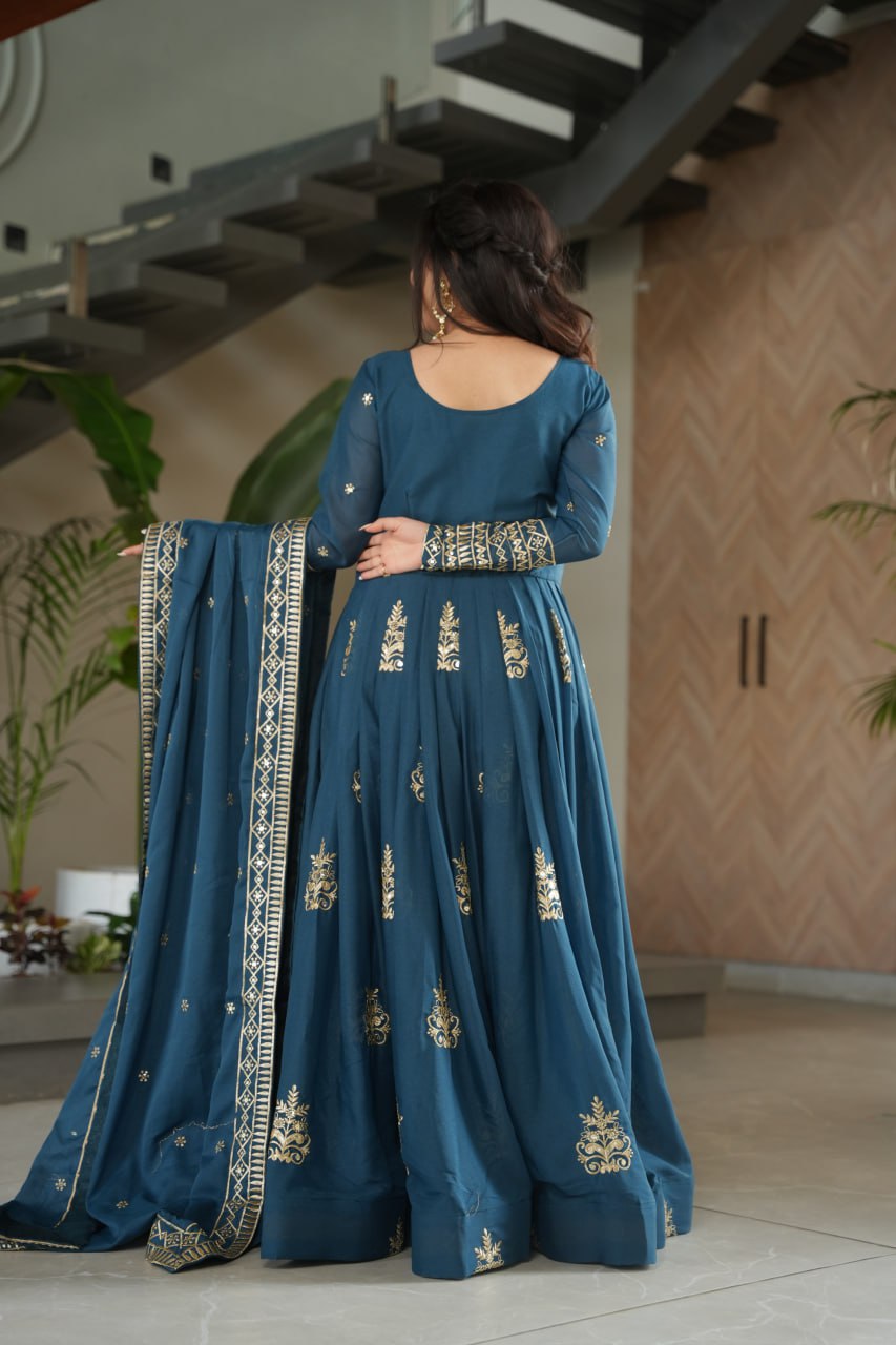 Rama Chinnon Sequins & Beads Embroidered Gown with Dupatta