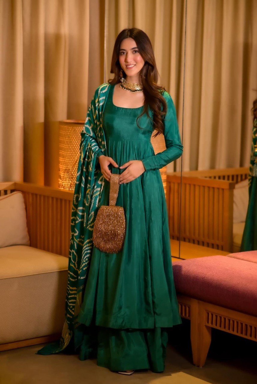 Rama Color Anarkali Set - Flame of Elegance