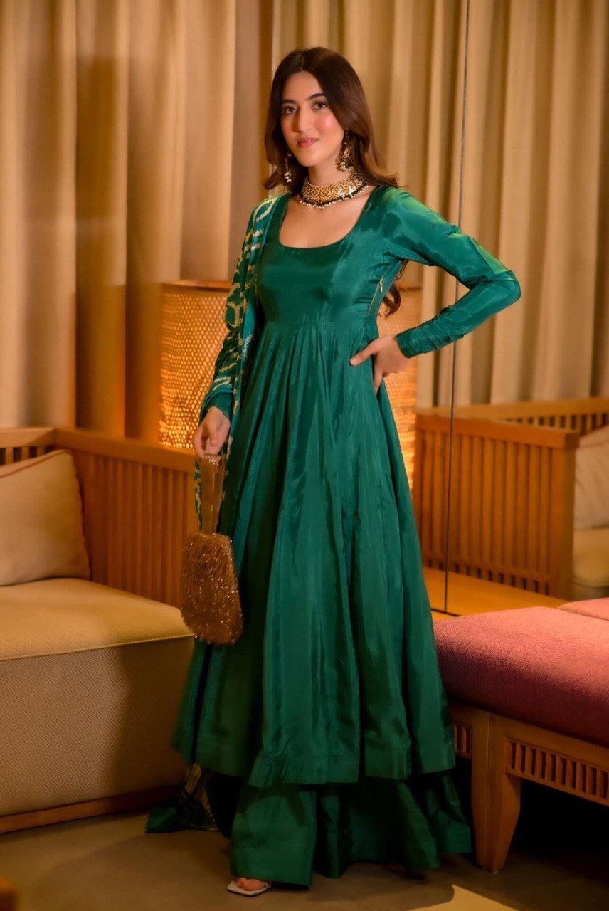 Rama Color Anarkali Set - Flame of Elegance