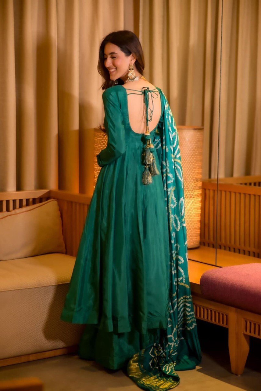 Rama Color Anarkali Set - Flame of Elegance