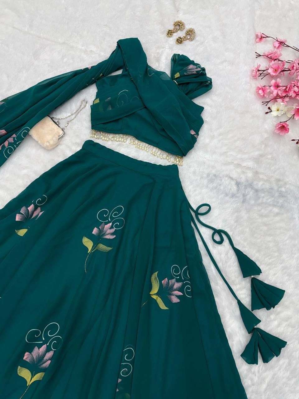 Rama Elegant Floral Draped Lehenga Set