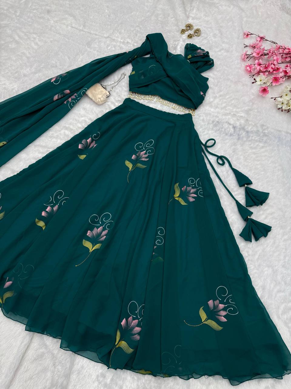 Rama Elegant Floral Draped Lehenga Set