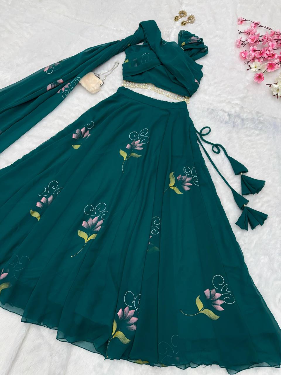 Rama Elegant Floral Draped Lehenga Set