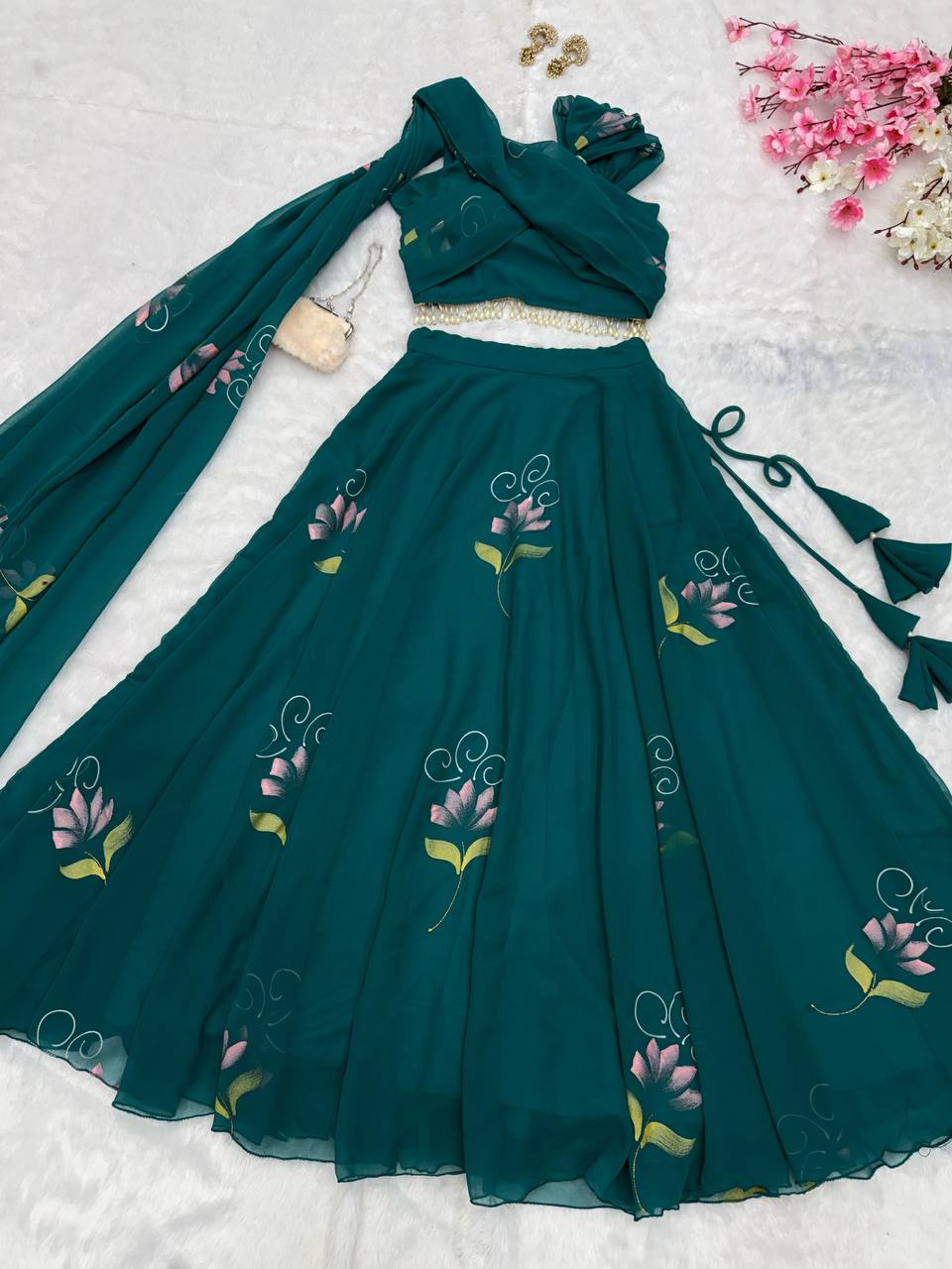 Rama Elegant Floral Draped Lehenga Set
