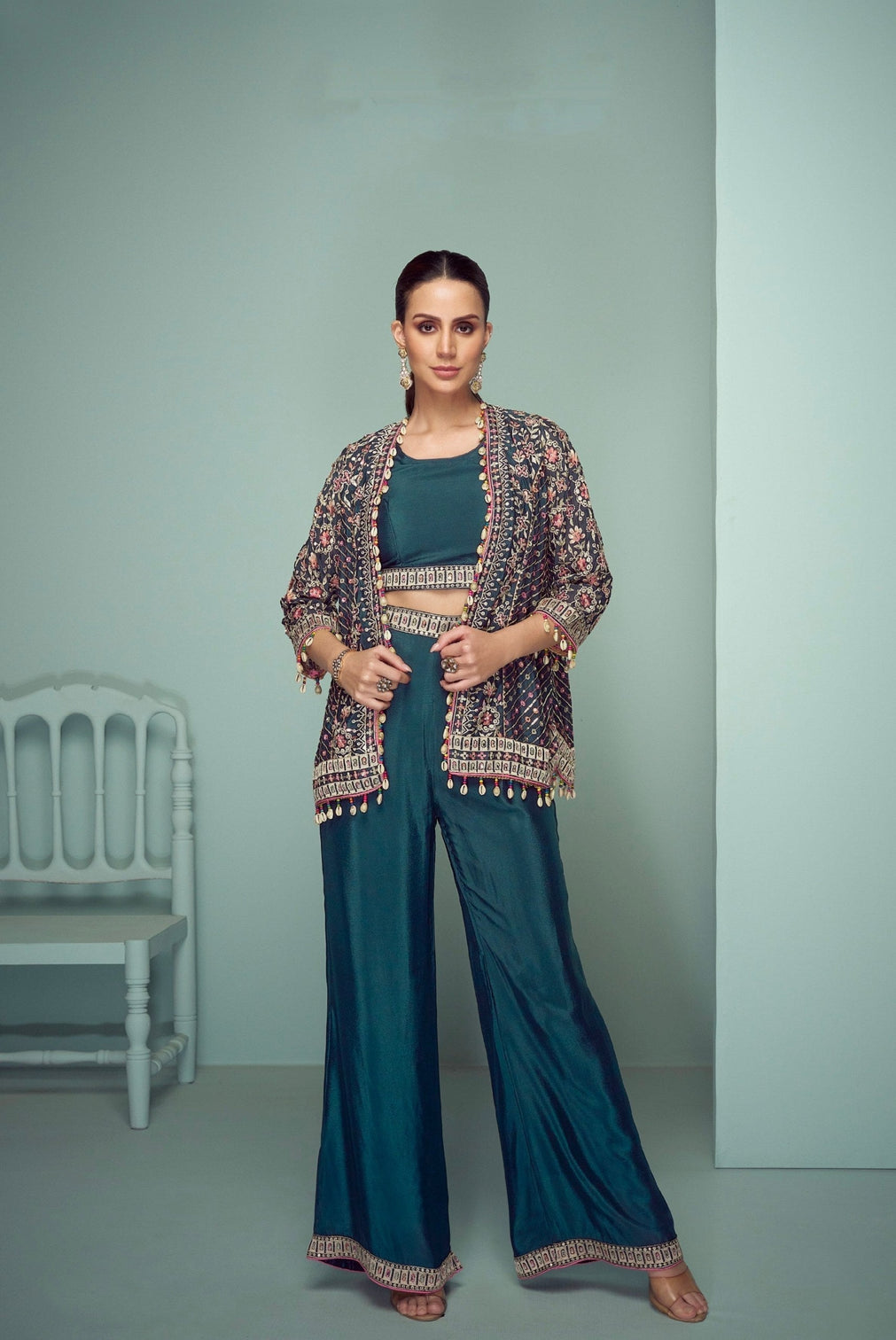 Rama Embroidered Kurta Palazzo Set