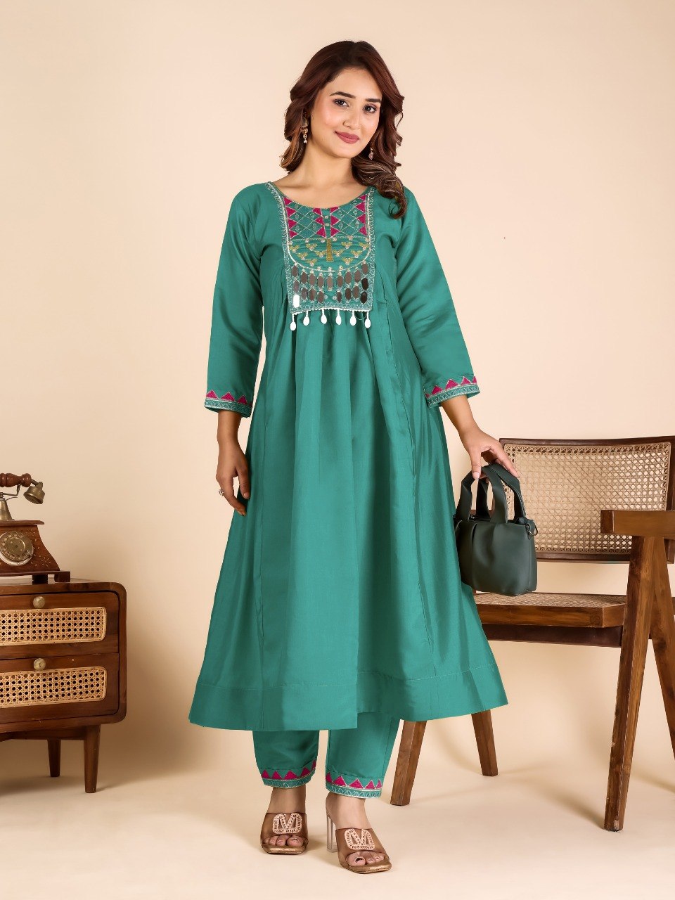 Rama Mirror Work Kurta Pant Set