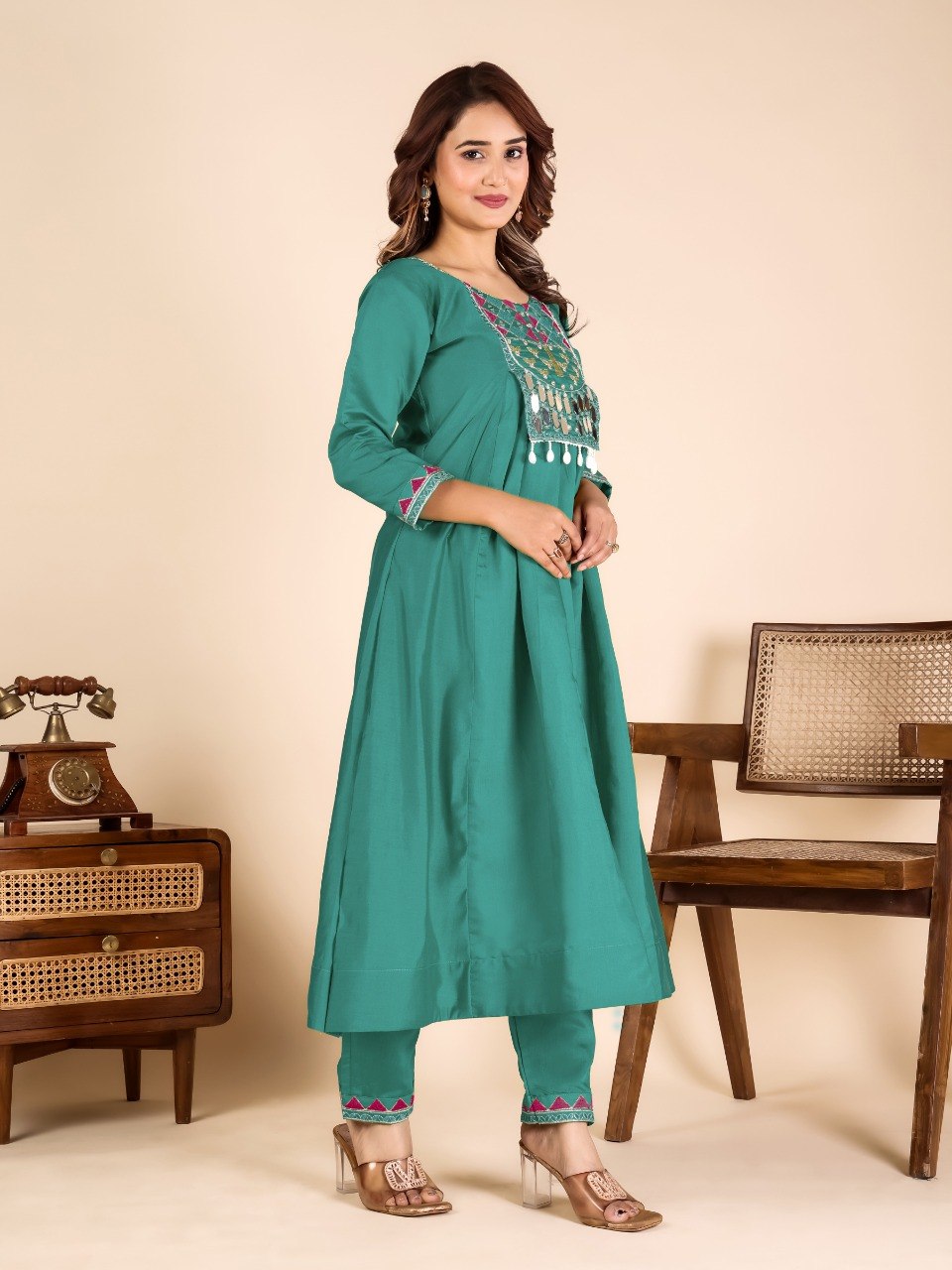 Rama Mirror Work Kurta Pant Set