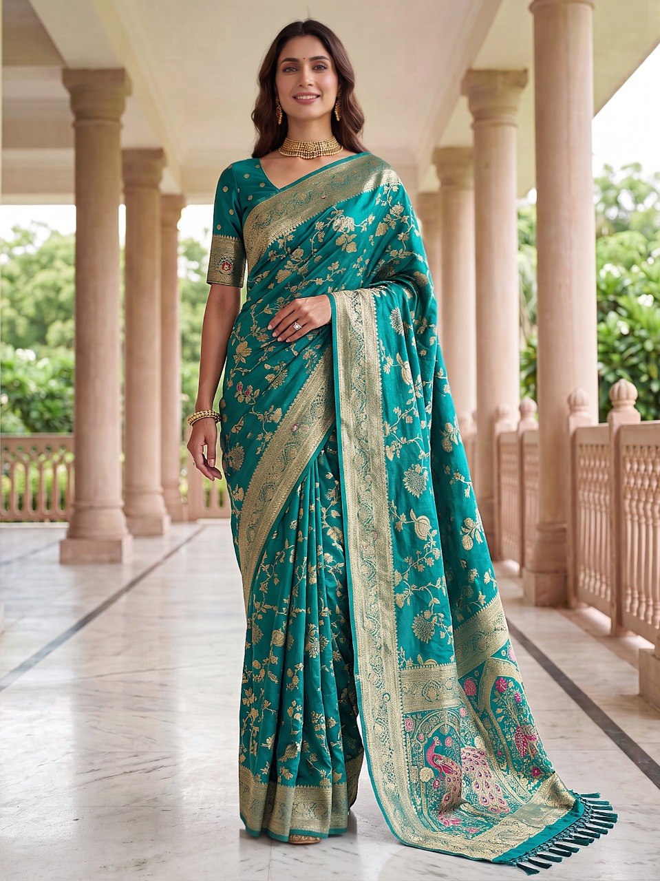 Rama Pure Nylon Satin Saree
